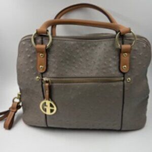Giani Bernini Ostrich-Embossed Dome Satchel with Faux Leather Detailing